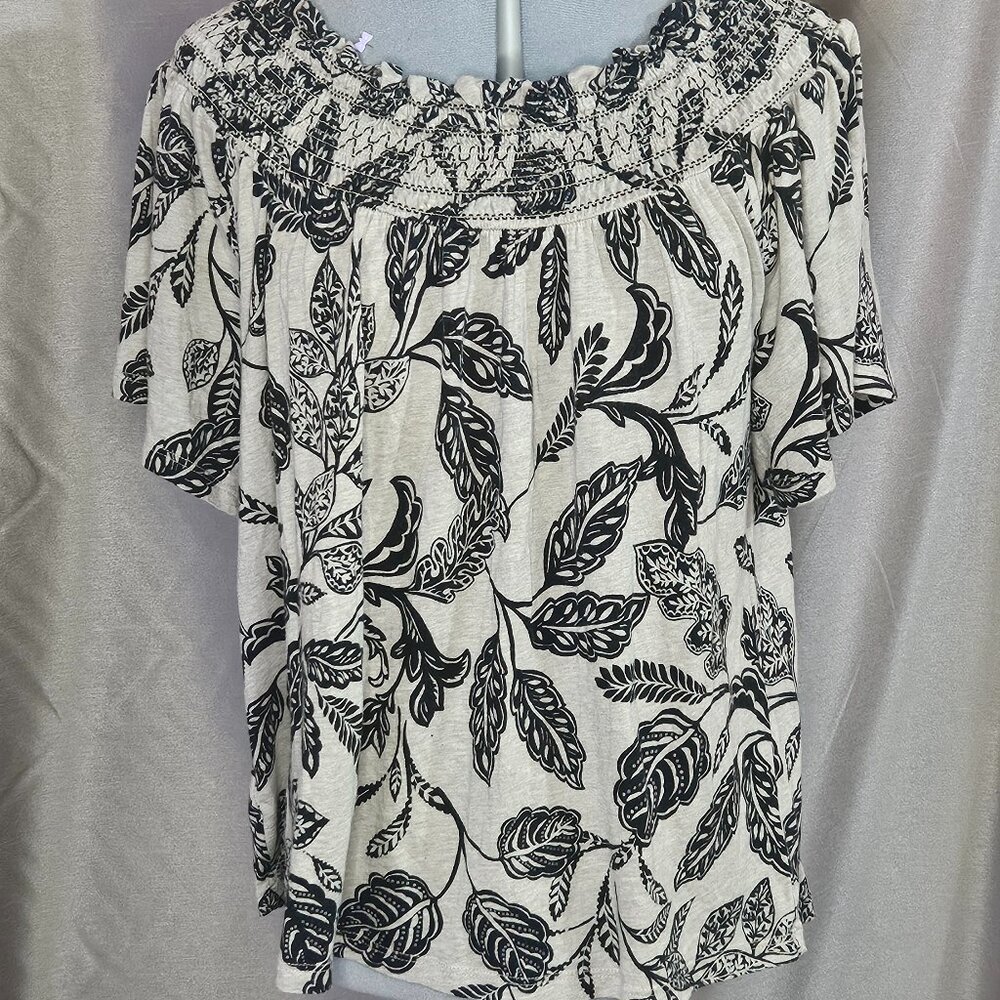 Ann Taylor, Taupe, Black, Top, Size: L